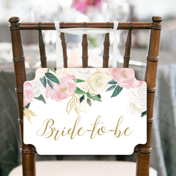 Pink Blush Bride Chair Sign, Bride to be Chair Banner, Blush Bridal Shower Decoration, Pink Bridal Shower Chair Banner, Bride Sign. BS530