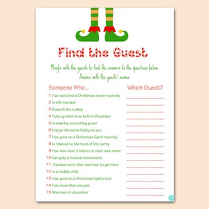 Xmas Find the Guest, Christmas Ice Breaker Game, Christmas Find the Guest, Christmas Family Game, Christmas Party Games, Download TLC659