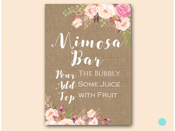 Boho Mimosa Bar Decal, DIY Sign, Mimosa Bar Sign