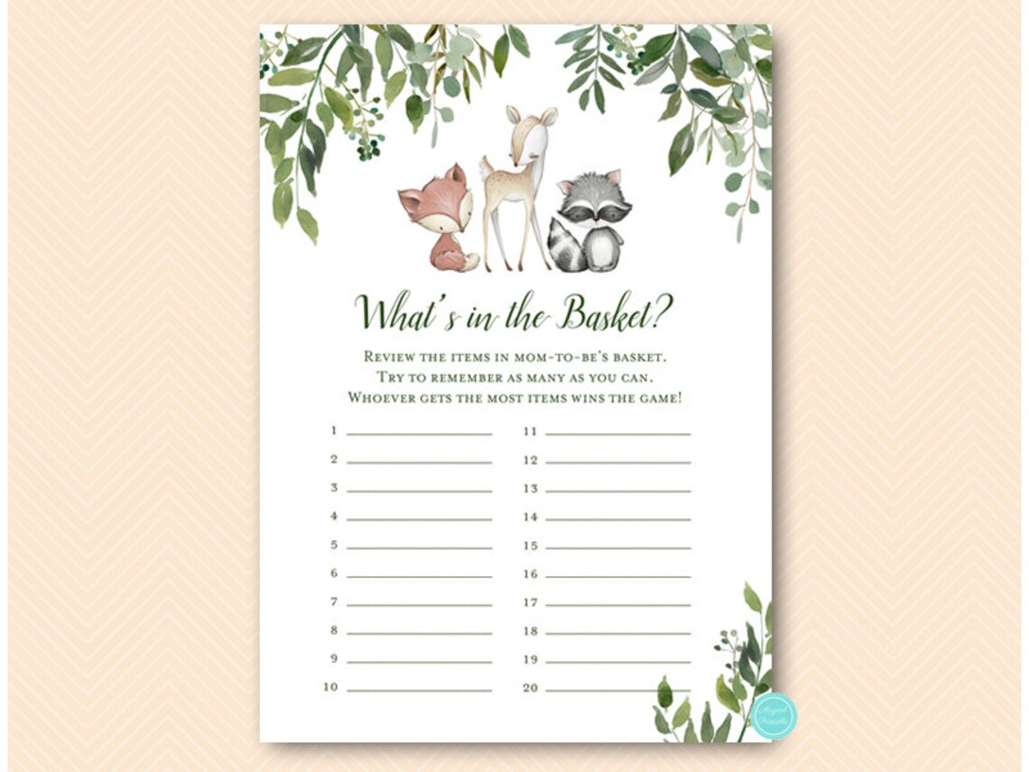 Whats in the Basket Memory Game Blue Puppy Baby Shower Game Etsy