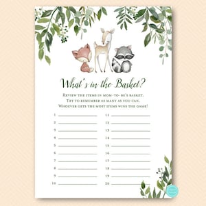 Co jest w koszyku, gra pamięciowa, gra na baby shower Blue Puppy do druku, gra na baby shower do druku, natychmiastowe pobieranie TLC653