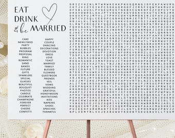 Jumbo Wedding Word Search, Giant Wedding Word Search, Printable Bridal Shower Word Search, Giant Word Search, Outdoor Wedding Game TLC727 J