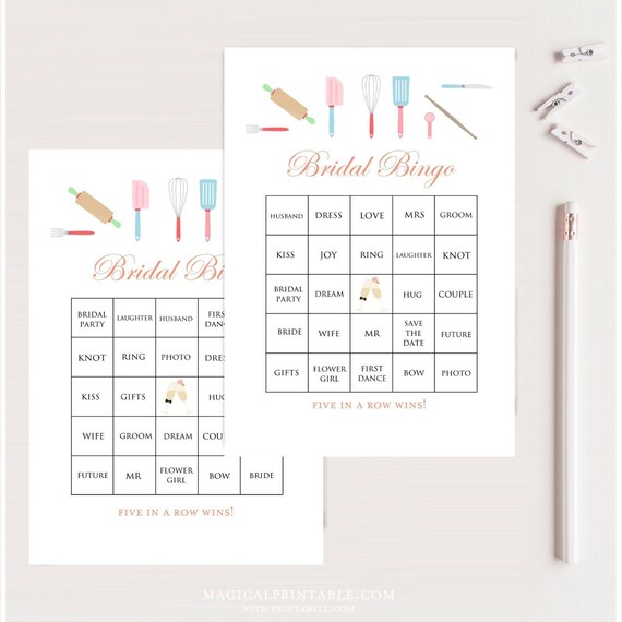 50 Prefilled Bridal Shower Bingo Cards, Bridal Shower Bingo, Instant Download, Printable Bridal Shower Game, Kitchen Bridal Bingo, BS20 Il_570xn