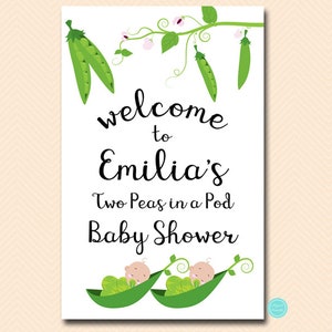 Two Peas in a Pod Welcome Sign, Twin baby shower sign, Pea Pod Baby Shower, Two Peas in a Pod Baby Shower Sign Download, TLC634