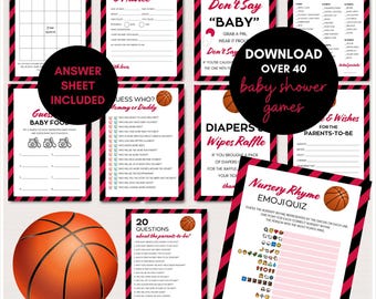 Red Black Basketball Baby Shower Games Bundle, Basketball Baby Shower, Basketball  Themed Baby Shower, Basketball Baby Shower Games, TLC797