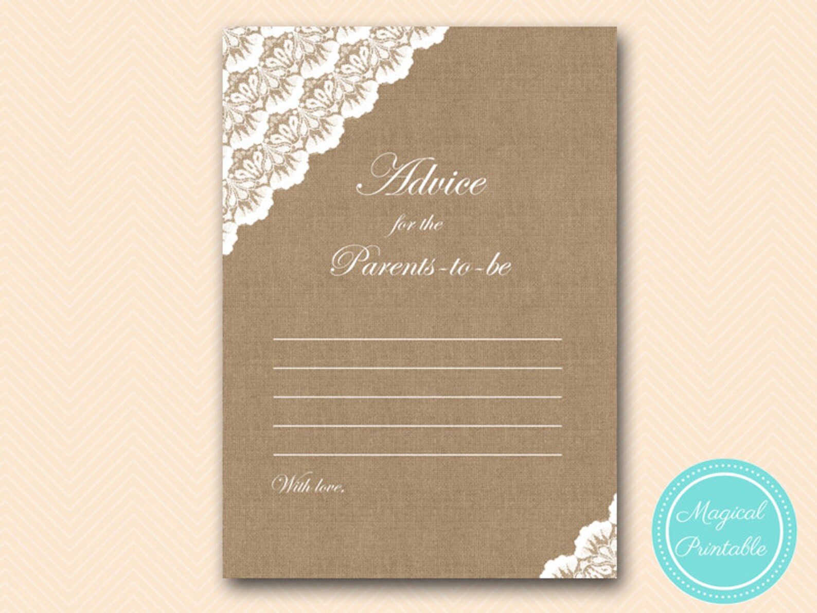 Advice for mommy to be Printable Advice Cards Burlap Lace | Etsy
