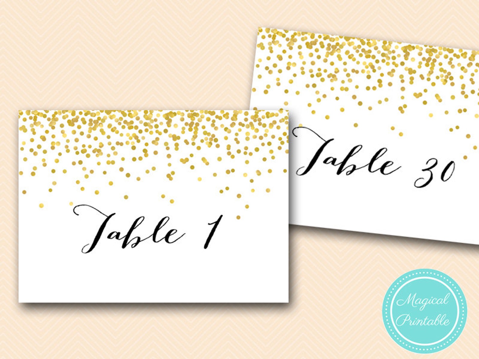 Gold Confetti Bridal Shower Table Numbers Gold Bridal Shower Etsy