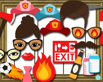 Print Yourself Fireman Photo Booth Party Props, Fireman Birthday Party Props, Printable Photobooth Props PB120