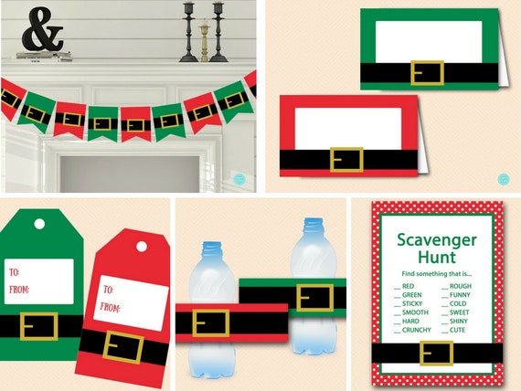 Editable Christmas Party Printable, Christmas Gift Tags, Santa Gift Tags, Christmas Banner, PNN15 Il_570xn