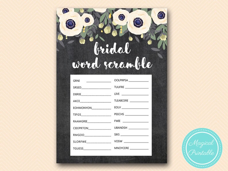 Bridal Word Scramble Game Outdoor Garden Bridal Shower Game Etsy