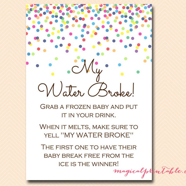 My water broke, frozen baby ice cube game, baby sprinkle, Baby Shower Games Printable, Baby Shower Activities, TLC108