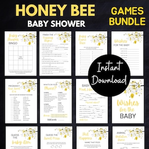 Sweet as can Bee Baby Shower Games Printable, Instant Download, Honey Bee Baby Shower Games, Gender Neutral, Sweet Bee Baby Shower, TLC185