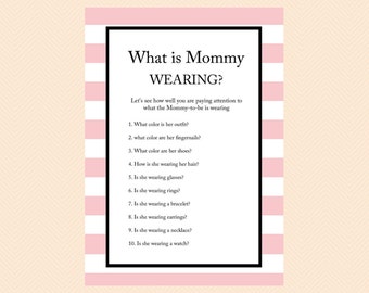 What is mommy wearing Game Printable Baby Shower Games, Download Games, Modern, Unique Baby Shower Games,  Baby Shower Activities TLC03