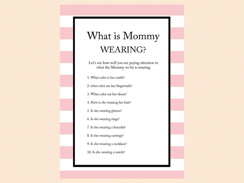 What Is Mommy Wearing Game Printable Baby Shower Games Etsy
