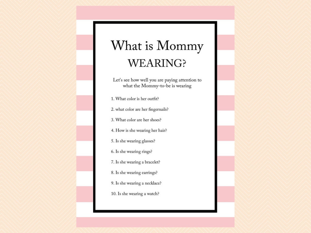 What is mommy wearing Game Printable Baby Shower Games | Etsy What is mommy wearing Game Printable Baby Shower Games | Etsy