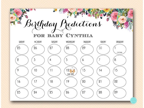 Baby Prediction Calendar baby prediction calendar baby due | Etsy