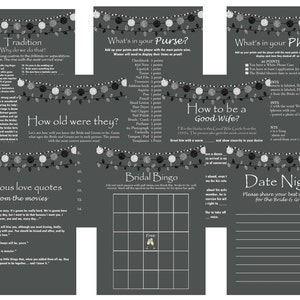 Conjunto de pacotes de jogos de chá de panela rústico para impressão, atividades, jogos exclusivos de chá de panela, jogos de despedida de solteira, jogos de chá de casamento BS02
