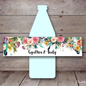 Etiquetas florales de la botella de la ducha de la novia, etiquetas de la botella del agua de la boda, etiquetas personalizadas, etiquetas de la ducha del bebé, boda BS138 tlc140 bs402 tlc402 MP