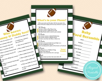 Football Baby Shower Game Pack, Who knows Mommy and Daddy Best Game Printable, Coed Baby shower Game, Boy Baby Shower Game, Sports TLC409