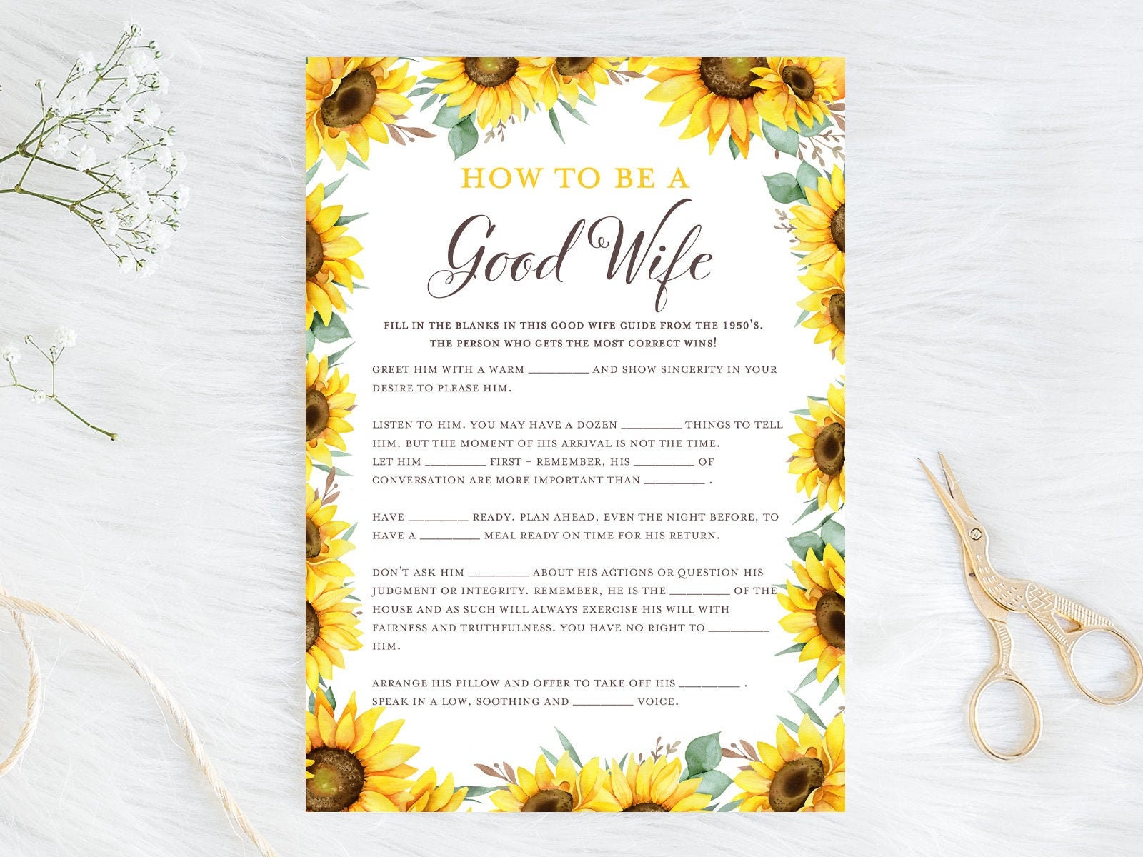 Good wife guide how to be a good wife 1950 quiz Sunflower Etsy