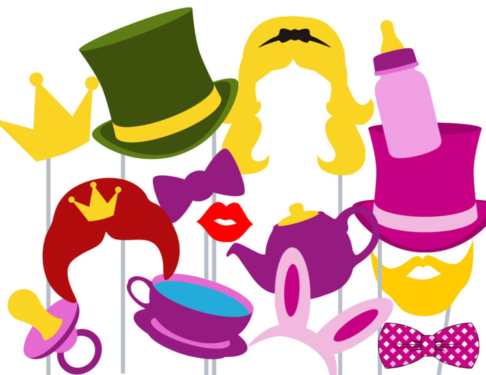 Print Yourself Tea Party Photo Booth Party Props Etsy