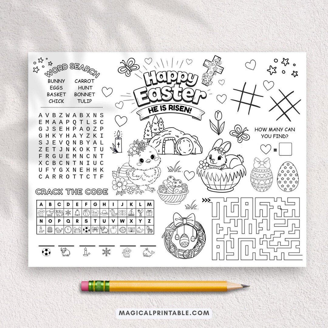 He is Risen, Easter Activity Placemat Coloring Page, PDF, Easter ...