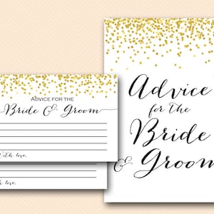 Advice for the Bride & groom, Gold Advice Cards for Bridal Shower, Gold Foil Bridal Shower, Bachelorette, Gold Wedding Shower BS46
