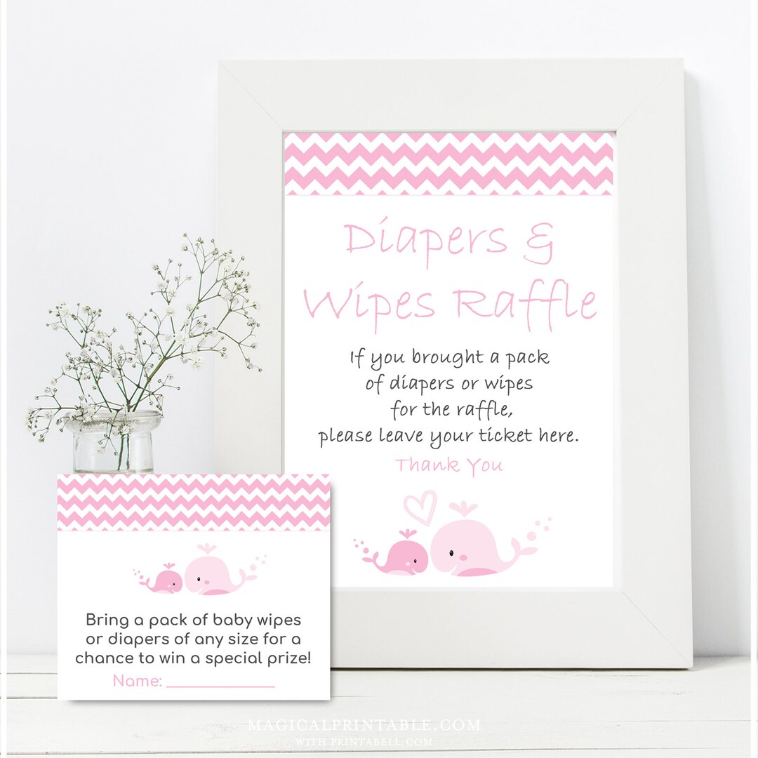 Diapers and Wipes Raffle Sign and Cards for Baby Girl Pink Etsy
