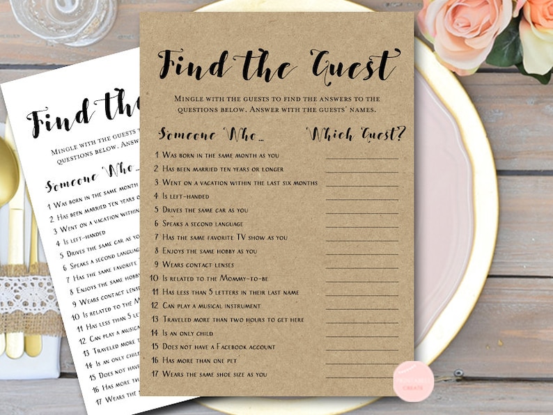 Ice Breaker Baby Shower Game Find the Guest Baby Shower Game Etsy