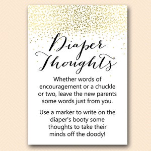 Gold Baby Shower Games, Diaper Thoughts, Late night diapers, Baby Shower Games, Baby Shower Activities, Baby Shower Game Printable TLC472 db
