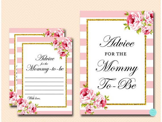 Pink and Gold Advice for the mommy to be, advice for new mommy, advice cards, Pink chic baby shower games Printables, Instant download TLC50 Il_570xn