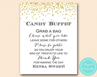 Gold Candy Buffet Sign, Candy Bar Sign, Grab a bag of treat sign, please take one Sign, Sweet Table, Shower Decoration sign BS46 SN32 tlc148