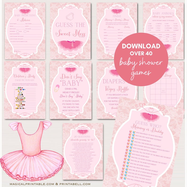 Tutu Ballerina Baby Shower Game Pack, Ballet baby shower game Printables, ballet Baby Shower, pink tutu baby shower, tiny dancer, TLC36 image 7