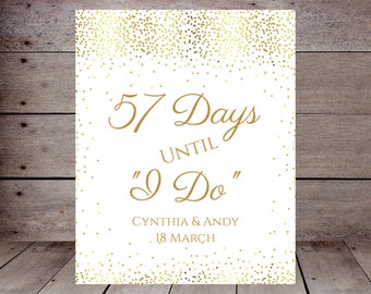 DIY 8x10" Editable Gold Wedding Countdown Sign,  Custom Welcome Sign, Custom Sign, Baby Shower Welcome, Gold Bridal Shower TLC472 BS472