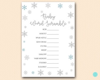 Winter Baby Shower Games, Baby Word Scramble, Baby Scramble, Baby Shower Games, Baby Shower Activities, Baby Shower Game Printable TLC491