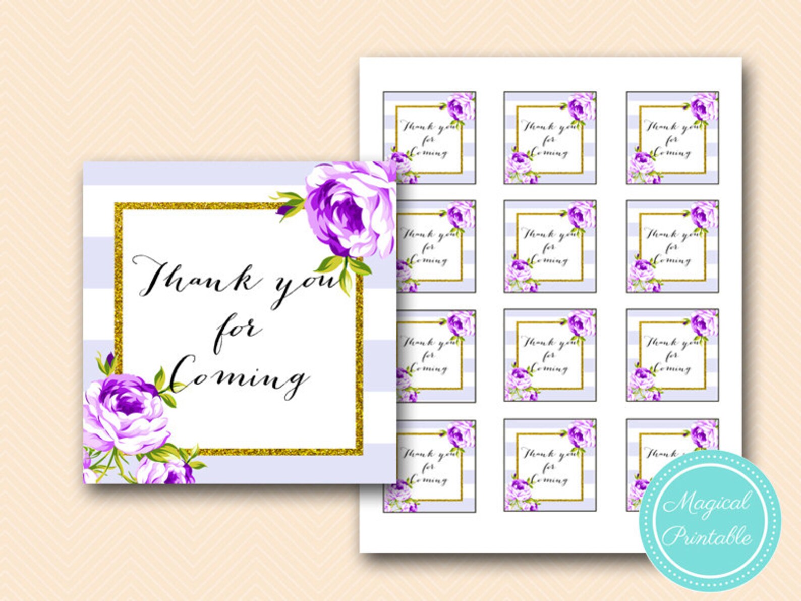 Purple Lavender Thank You Tags Favor Tags Bridal Shower Etsy