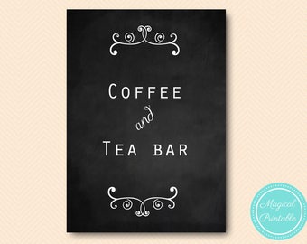 Printable Coffee and Tea Bar Sign, Coffee and Tea Bar Table Sign, Chalkboard Coffee and Tea Bar Signage SN30