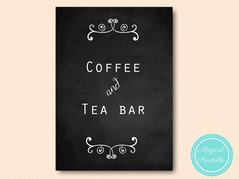Printable Coffee and Tea Bar Sign Coffee and Tea Bar Table Etsy