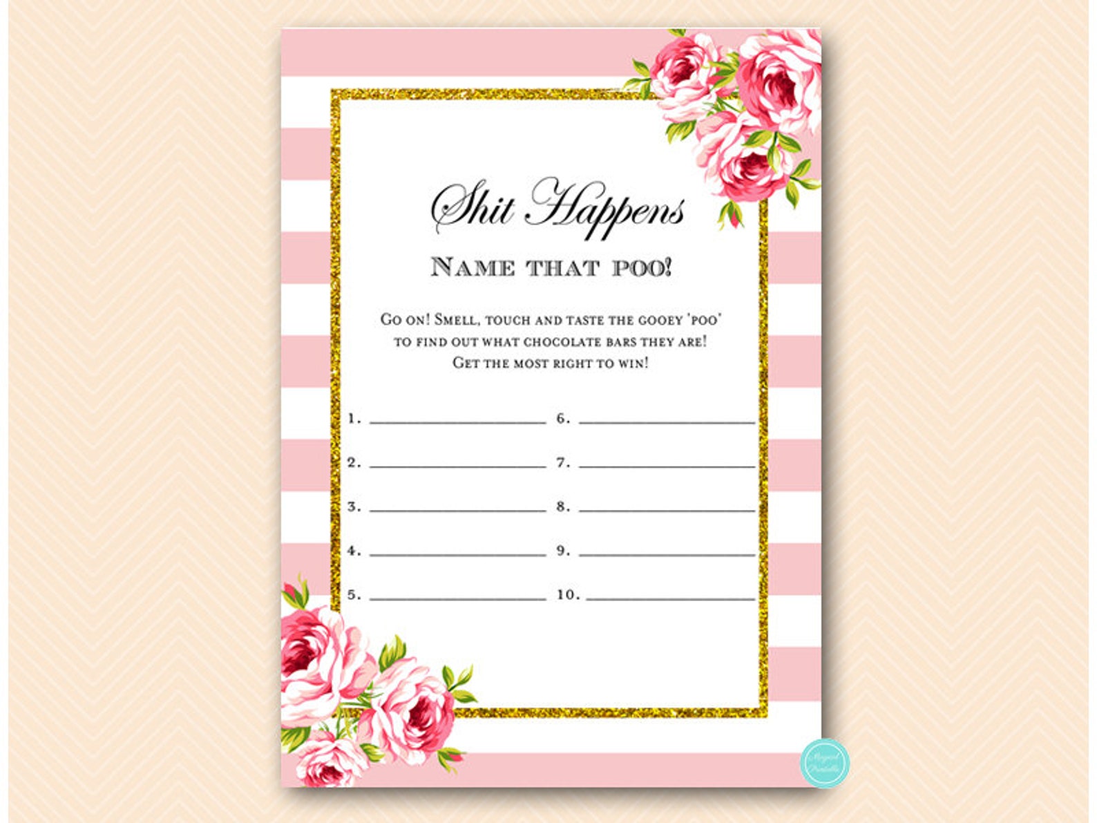 Shit Happens Baby Shower Games Guess the Sweet Mess Dirty Etsy