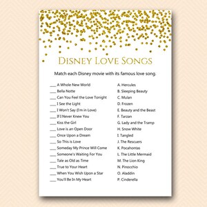 Gold Glitter Glam Bridal Shower Games, Love Song Game, Love Song Match Game, Bridal Shower Game, Bridal Shower Games Download BS281 image 1