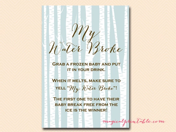 My water broke, frozen baby ice cube game, Birch, Woodland Baby Shower Games Printable, Gender Neutral, Baby Boy, Baby Shower TLC101 Il_570xn