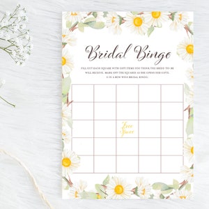 Bridal Bingo, Bridal Shower bingo Game, Daisy bridal shower, Daisy theme, Spring bridal shower game, daisy wedding shower, BS691 image 1