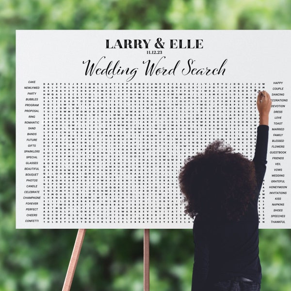 Giant Wedding Word Search, Custom Name Wedding Word Search, Printable Wedding Word Search, Giant Word Search, Wedding Lawn Games TLC727 C