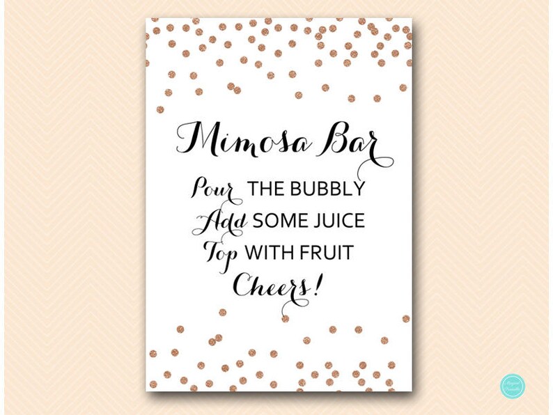 Rose Gold Glitter Mimosa Bar Sign Mimosa Bar Printable - Etsy