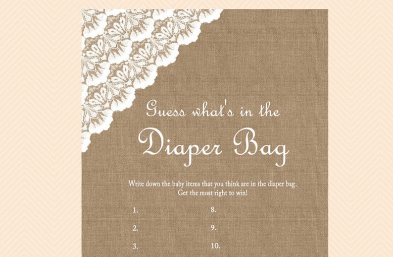 Guess What's in the Diaper Bag Diaper Bag Hunt Burlap Etsy