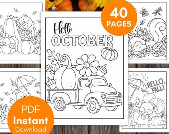 Malvorlagen zum Thema Herbst, Hallo Herbst, Oktober, Halloween-Malbuch für Kinder, Sofort-Download, Malbuch für Kinder, Herbstfarben, BP897