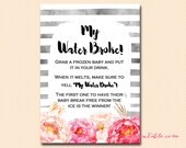 My water broke, ice cube baby game, ice cube game, Watercolor Peonies Baby Shower Games Printable, Baby Shower Activities TLC95 Il_170x135