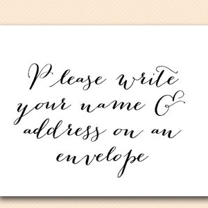 Por favor escriba su nombre y dirección en el sobre, dirección en el sobre, tarjeta de agradecimiento, Descarga instantánea, Signos de decoración de boda SN38