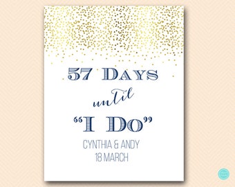 Navy Gold Bridal Shower Decorations, Days until Wedding, Count Down to Wedding Sign, Bridal Shower Sign, bridal shower decoration BS472N