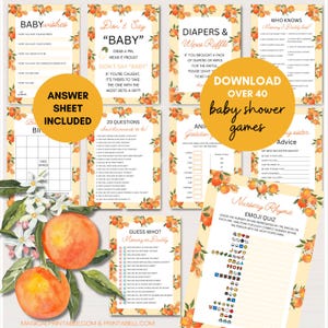 Little Cutie Baby Shower Games Bundle, Orange Citrus Baby Shower, Little Cutie Themed Baby Shower, A Little Cutie is on the way, TLC801